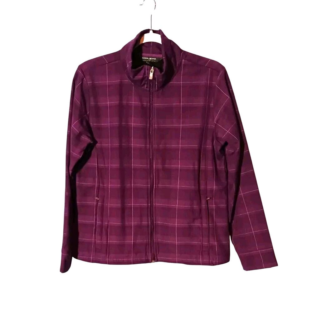 COUPE Collection Full Zip Jacket Women's Medium Long Sleeve Purple Plaid Blazer